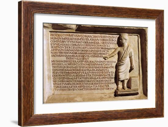 Funerary Stele of Child Poet Who Died at 7 Years of Age, from Vigna Amendola, Italy-null-Framed Giclee Print