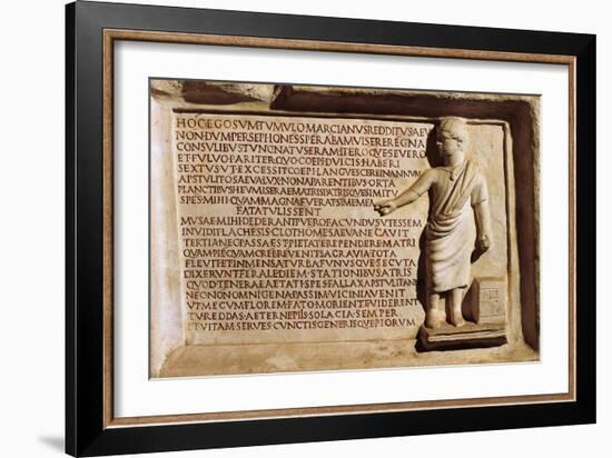 Funerary Stele of Child Poet Who Died at 7 Years of Age, from Vigna Amendola, Italy-null-Framed Giclee Print