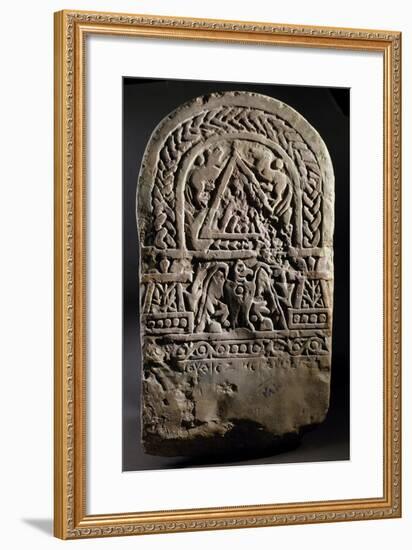 Funerary Stele with Relief Depicting Arched Doorway Between Two Pillars-null-Framed Giclee Print
