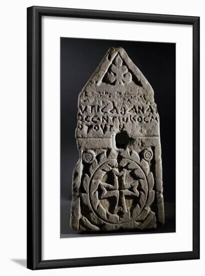 Funerary Stele with Triangular Pediment and Cross Inscribed Within Wreath-null-Framed Giclee Print