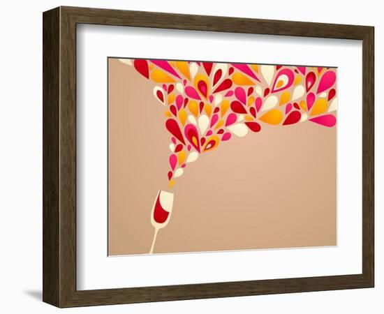 Funky Colorful Retro Wine Background-Marish-Framed Art Print