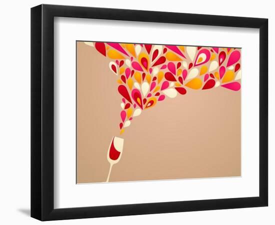 Funky Colorful Retro Wine Background-Marish-Framed Art Print