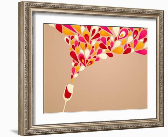 Funky Colorful Retro Wine Background-Marish-Framed Art Print