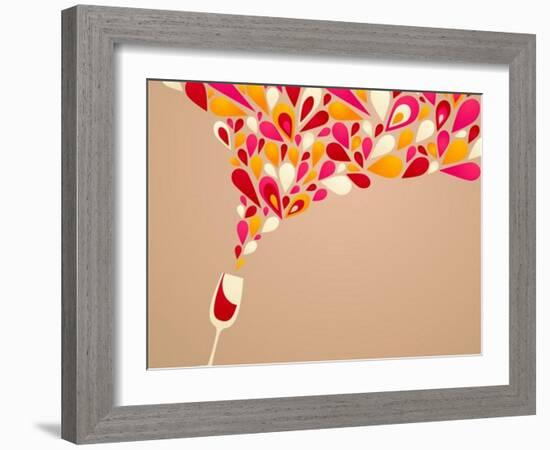 Funky Colorful Retro Wine Background-Marish-Framed Art Print