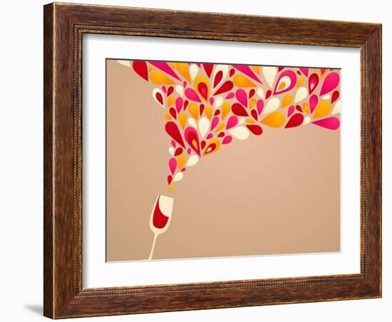 Funky Colorful Retro Wine Background-Marish-Framed Art Print