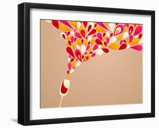 Funky Colorful Retro Wine Background-Marish-Framed Art Print