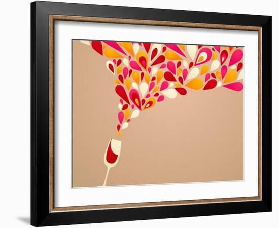 Funky Colorful Retro Wine Background-Marish-Framed Art Print