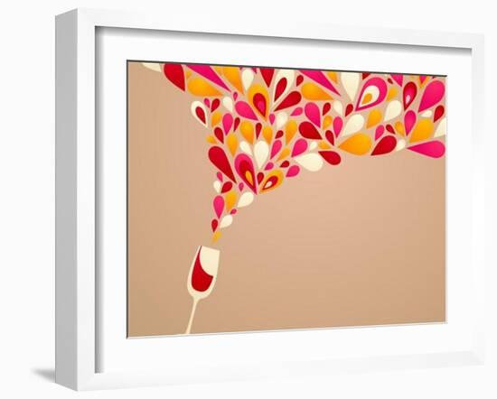 Funky Colorful Retro Wine Background-Marish-Framed Art Print