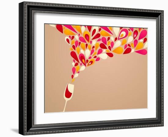 Funky Colorful Retro Wine Background-Marish-Framed Art Print