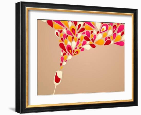 Funky Colorful Retro Wine Background-Marish-Framed Art Print