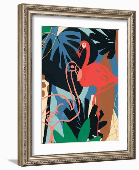 Funky Flamingo II-June Erica Vess-Framed Art Print