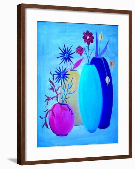 Funky Floral Blue-Ruth Palmer Digital-Framed Art Print