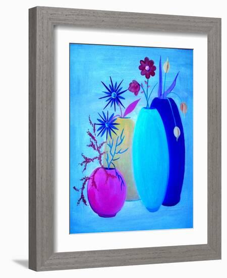 Funky Floral Blue-Ruth Palmer Digital-Framed Art Print