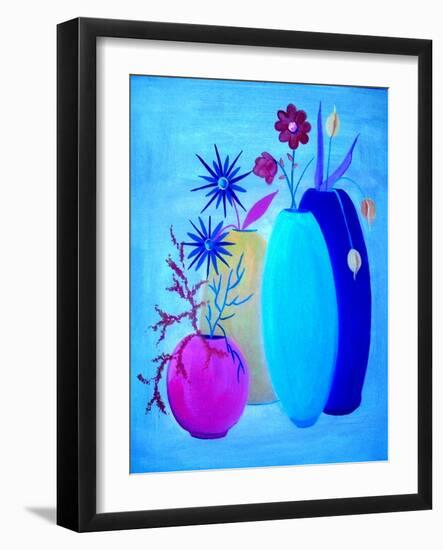 Funky Floral Blue-Ruth Palmer Digital-Framed Art Print