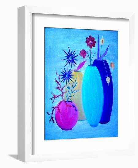 Funky Floral Blue-Ruth Palmer Digital-Framed Art Print