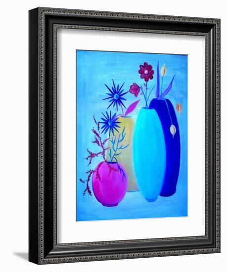 Funky Floral Blue-Ruth Palmer Digital-Framed Art Print