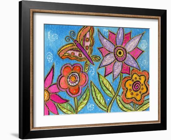 Funky Flowers and Butterfly-Wyanne-Framed Giclee Print