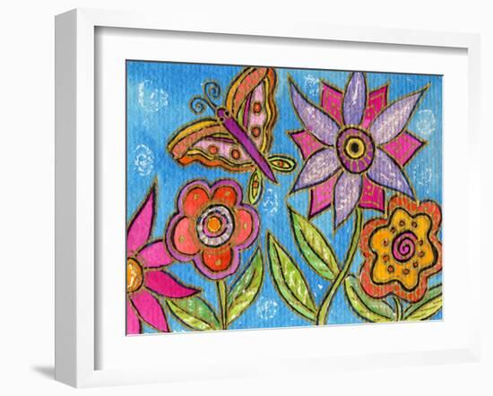 Funky Flowers and Butterfly-Wyanne-Framed Giclee Print