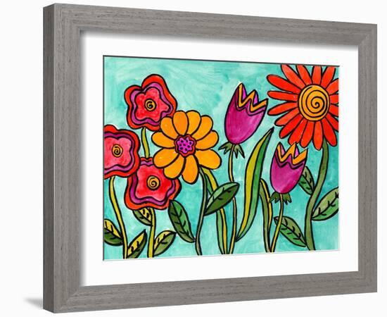 Funky Flowers-Wyanne-Framed Giclee Print