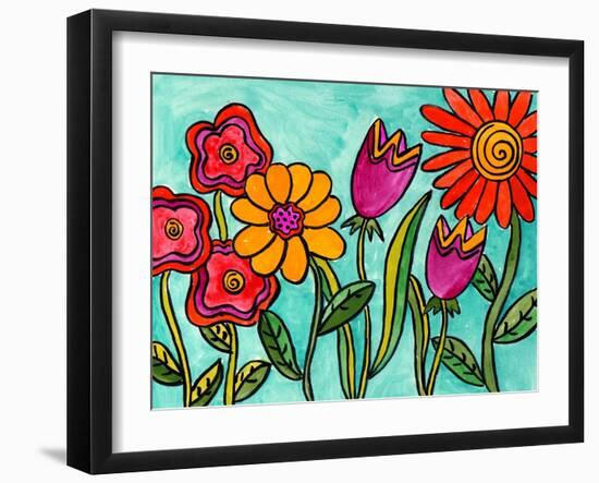 Funky Flowers-Wyanne-Framed Giclee Print