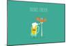 Funny Beer with Sausage. Vector Illustration. Friend Forever.-Serbinka-Mounted Art Print