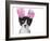Funny Black and White Kitten Wearing Pink Easter Bunny Ears-Hannamariah-Framed Photographic Print