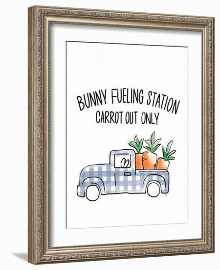 Funny Bunny I Blue-Leah York-Framed Art Print