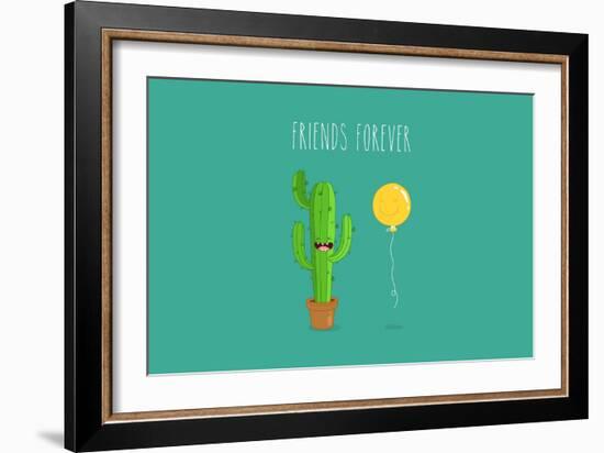 Funny Cactus with Air Balloon. Vector Illustrations. Friends Forever.-Serbinka-Framed Art Print