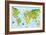 Funny Cartoon World Map with Children of Different Nationalities, Animals and Monuments of All the-asantosg-Framed Art Print