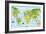 Funny Cartoon World Map with Children of Different Nationalities, Animals and Monuments of All the-asantosg-Framed Art Print