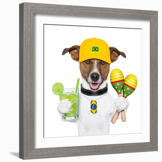 Funny Dog Brazil-Javier Brosch-Framed Photographic Print