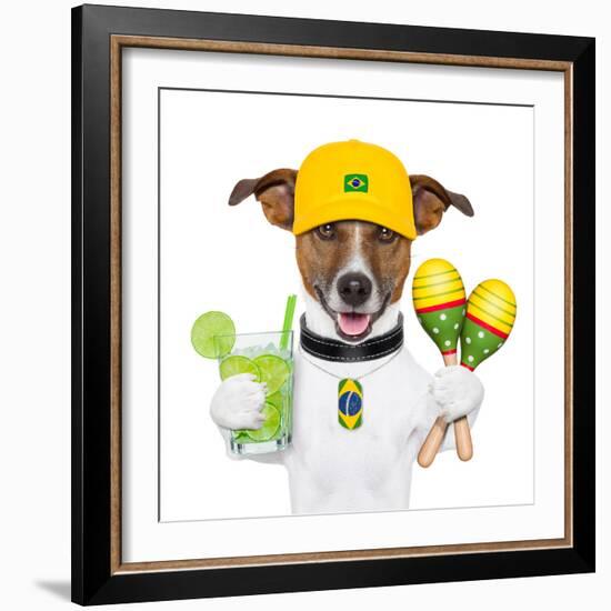 Funny Dog Brazil-Javier Brosch-Framed Photographic Print