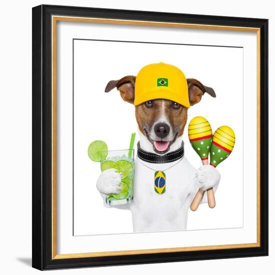 Funny Dog Brazil-Javier Brosch-Framed Photographic Print