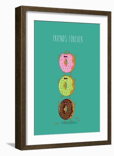 Funny Donuts. Vector Illustration. Friends Forever.-Serbinka-Framed Art Print