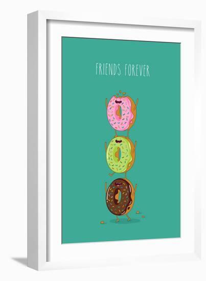 Funny Donuts. Vector Illustration. Friends Forever.-Serbinka-Framed Art Print