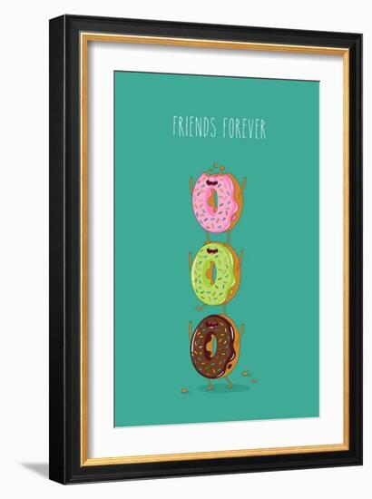 Funny Donuts. Vector Illustration. Friends Forever.-Serbinka-Framed Art Print