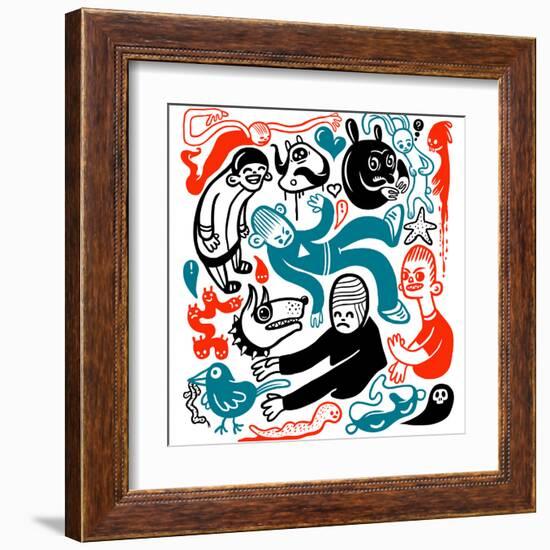 Funny Doodles-aggressor-Framed Art Print