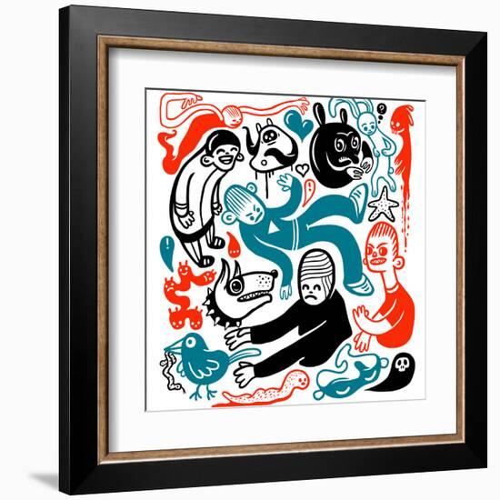 Funny Doodles-aggressor-Framed Art Print