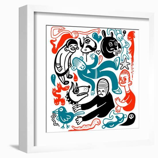 Funny Doodles-aggressor-Framed Art Print