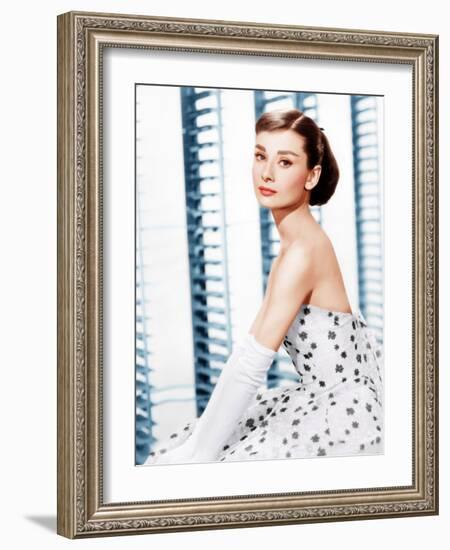 Funny Face, Audrey Hepburn, (in a Givenchy evening gown), 1957-null-Framed Photo