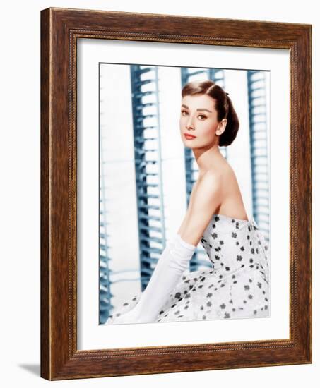 Funny Face, Audrey Hepburn, (in a Givenchy evening gown), 1957-null-Framed Photo