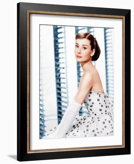 Funny Face, Audrey Hepburn, (in a Givenchy evening gown), 1957-null-Framed Photo