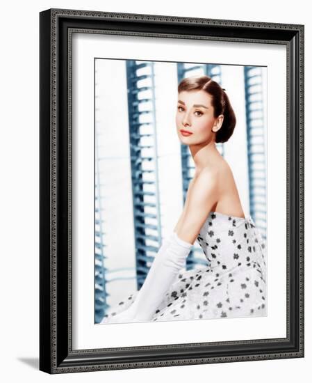 Funny Face, Audrey Hepburn, (in a Givenchy evening gown), 1957-null-Framed Photo