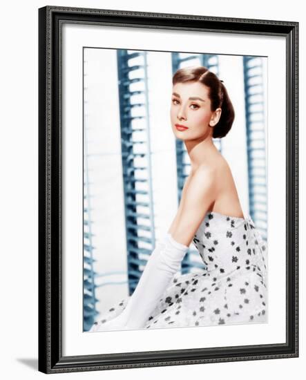 Funny Face, Audrey Hepburn, (in a Givenchy evening gown), 1957-null-Framed Photo