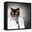 Funny Fluffy Cat Doctor In A Robe And Glasses. Collage-Sergey Nivens-Framed Premier Image Canvas