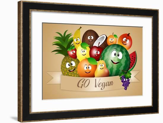 Funny Fruits for Vegan Diet-sognolucido-Framed Art Print