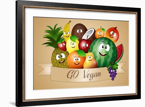 Funny Fruits for Vegan Diet-sognolucido-Framed Art Print