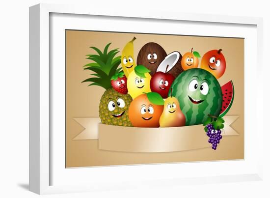 Funny Fruits for Vegan Diet-sognolucido-Framed Art Print