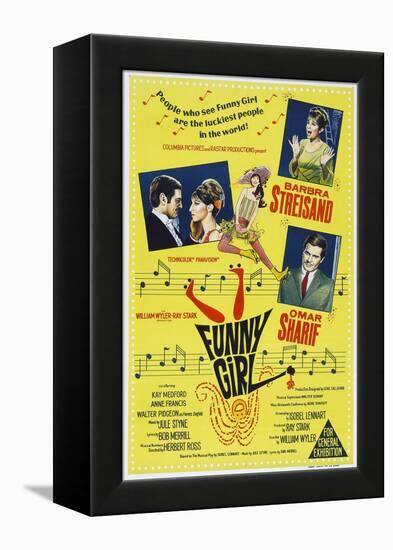 Funny Girl, Australian poster, Barbra Streisand, Omar Sharif, 1968-null-Framed Stretched Canvas