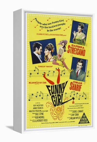 Funny Girl, Australian poster, Barbra Streisand, Omar Sharif, 1968-null-Framed Stretched Canvas